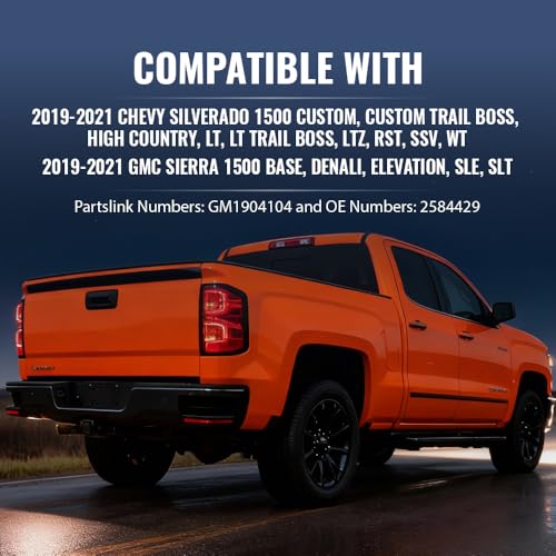 Image of G-PLUS Replacement Tailgate Cap Protector Compatible with 2019-2021 Chevy Silverado 1500 GMC Sierra 1500 Rear Tailgate Molding Cap Spoiler Tailgate Molding Trim-GM1904116, 84493626