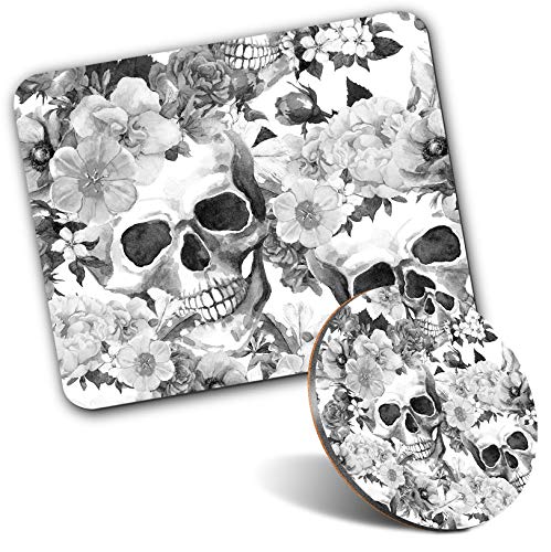 Tapis de souris rectangulaire 20 cm motif têtes de mort, idée cadeau bureau