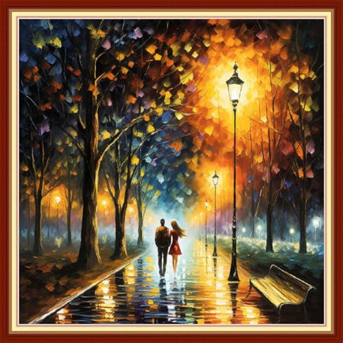 Image of Artvxeay Stamped Cross Stitch Kits - Embroidery Kits for Beginners Cross Stitch Kits for Adults 11 CT Printed Patterns Needlepoint Kits - Wandering Night Lanterns 18x18 inch
