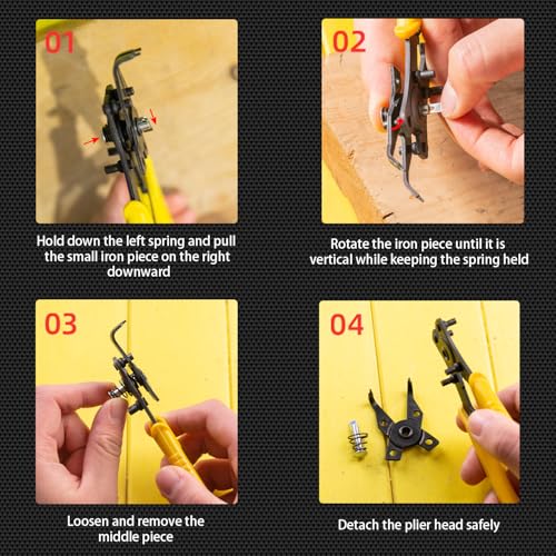 Image of Deli DL104506 Internal & External Circlip Pliers Sets 6 inch Carbon Steel Heavy Duty with Bent Nose Tip & Anti Slip Grip Snap Ring Plier Kit Retaining Hand Tool for Shafts Circlip-Fitting (5Pc, Black)