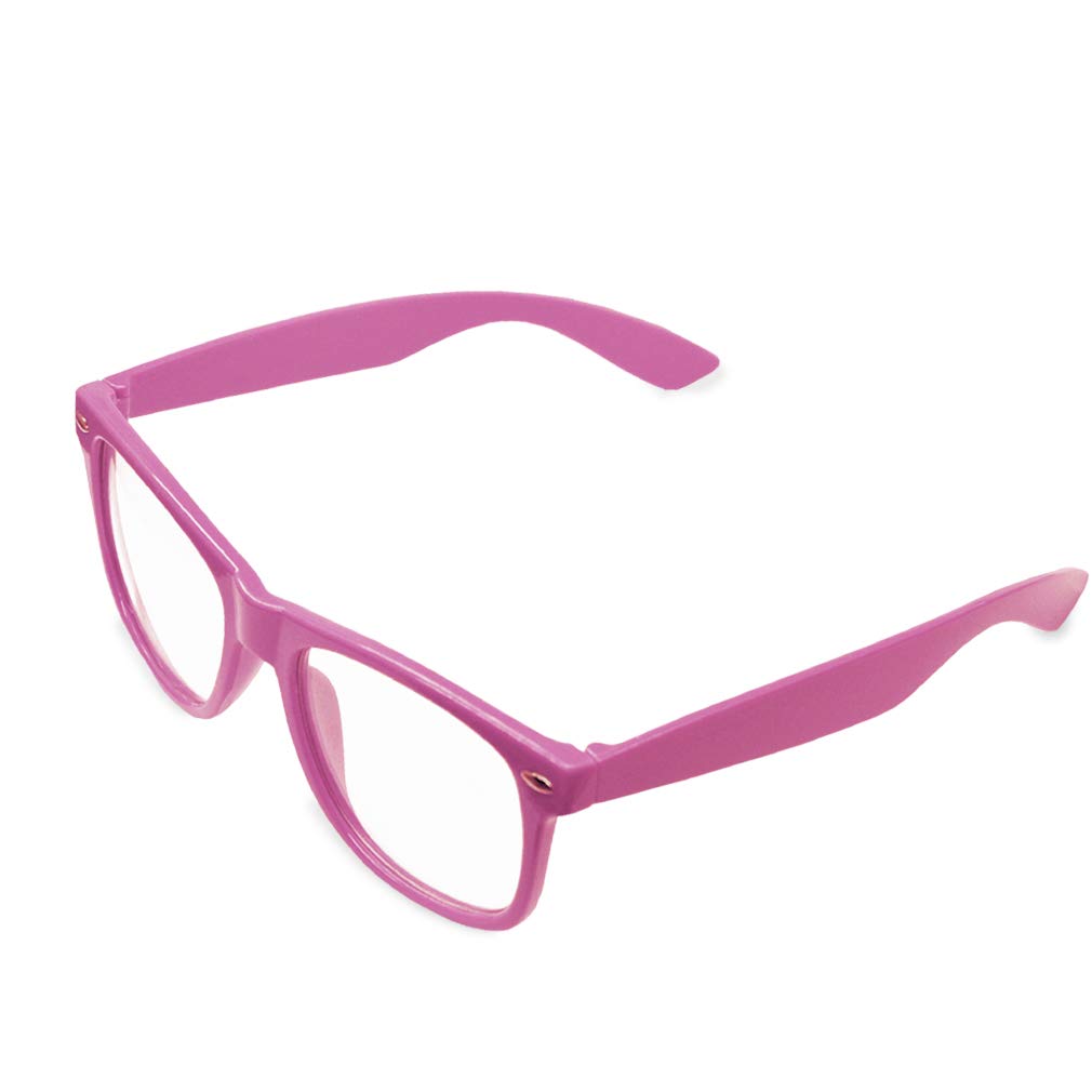 GAPlus Stylish Neon Geek Glasses Festival Fun Party wear 80's Coloured Fancy Dress Costume (Baby Pink)