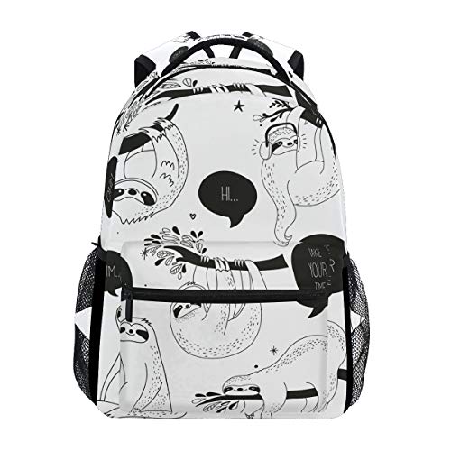 domook School College Backpack Rucksack Travel Bookbag Outdoor Cute (Sloth-3) One Size