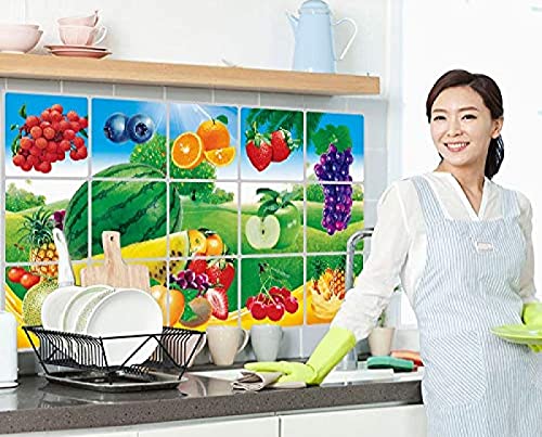 JAAMSO ROYALS Multi Fruits and Vegetable Oil Proof Vinyl Aluminium Foil Kitchen Tile Wall Sticker (75 CM X 45 CM) 3