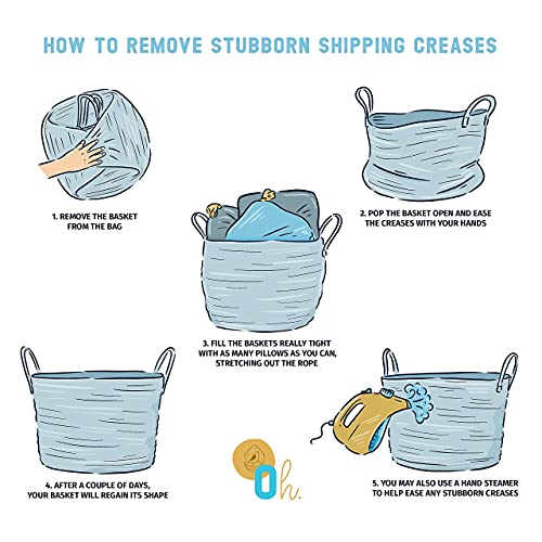 Organihaus Woven Baskets For Storage Set Of 3 | Small Woven Baskets For Organizing | Cotton Rope Baskets For Storage | Towel Baskets For Bathroom | Decorative Soft Storage Basket Bins - Grey Basket #TOP6