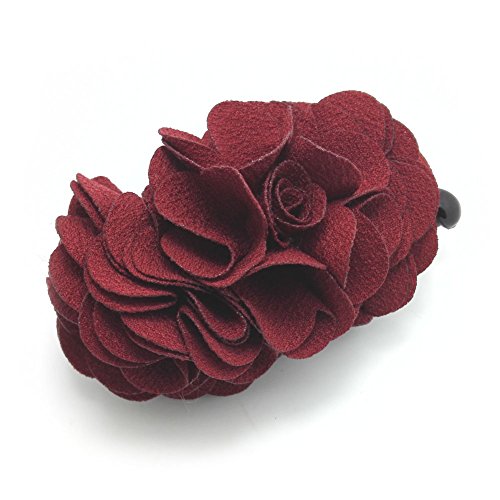 Pinza para el cabello de flor rosa que evita coletas caídas en vino rojo