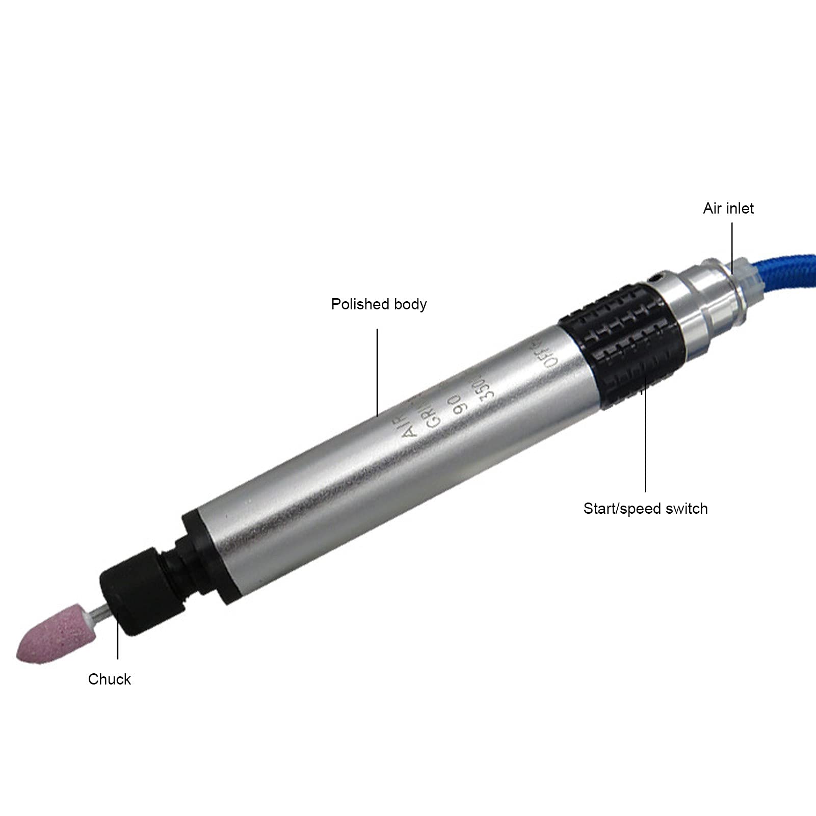 Pulidora Neumática KP-609 Pulidora Profesional con Velocidad Ajustable para Rectificado de Superficies Adecuada para Componentes de Metal y Madera (Estilo estadounidense)