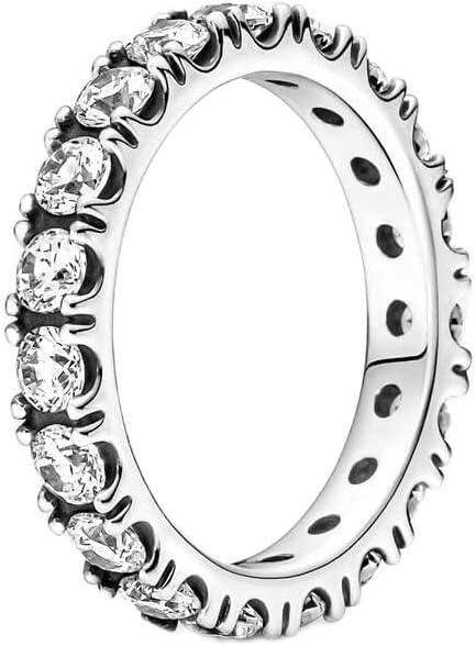 PANDORA Sparkling Row Eternity Ring - Silver Ring for Women - Layering or Stackable Ring - Gift for Her - Sterling Silver with Clear Cubic Zirconia - With Gift Box
