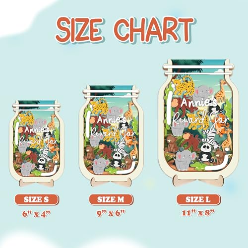 Image of Jungle Reward Jar Cute Personalized Name Reward Chart for Kids Classrooms Good Behavior Back to School Students Colorful Jungle Tokens Custom Teacher Toddler Boys Girls