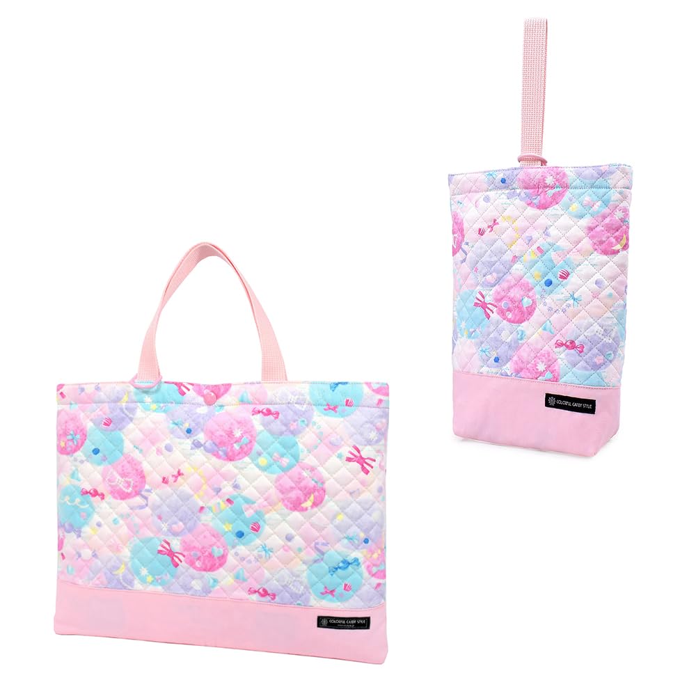 COLORFUL CANDY STYLE レッスンバッグ・シューズケース2点セット レッスンバッグ シューズケース 入園入学準備 かわいい 女の子 ふわふわキュートなキャンディポップ NK301700