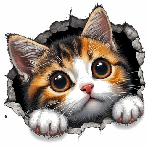 Moohue 14CT Stamped Printed Counted Cross Stitch Kits for Adults Animals Cute Cat Cross Stitch Patterns Flowers for Beginners Needlepoint Kits for Adults (Animal Cute Cat)