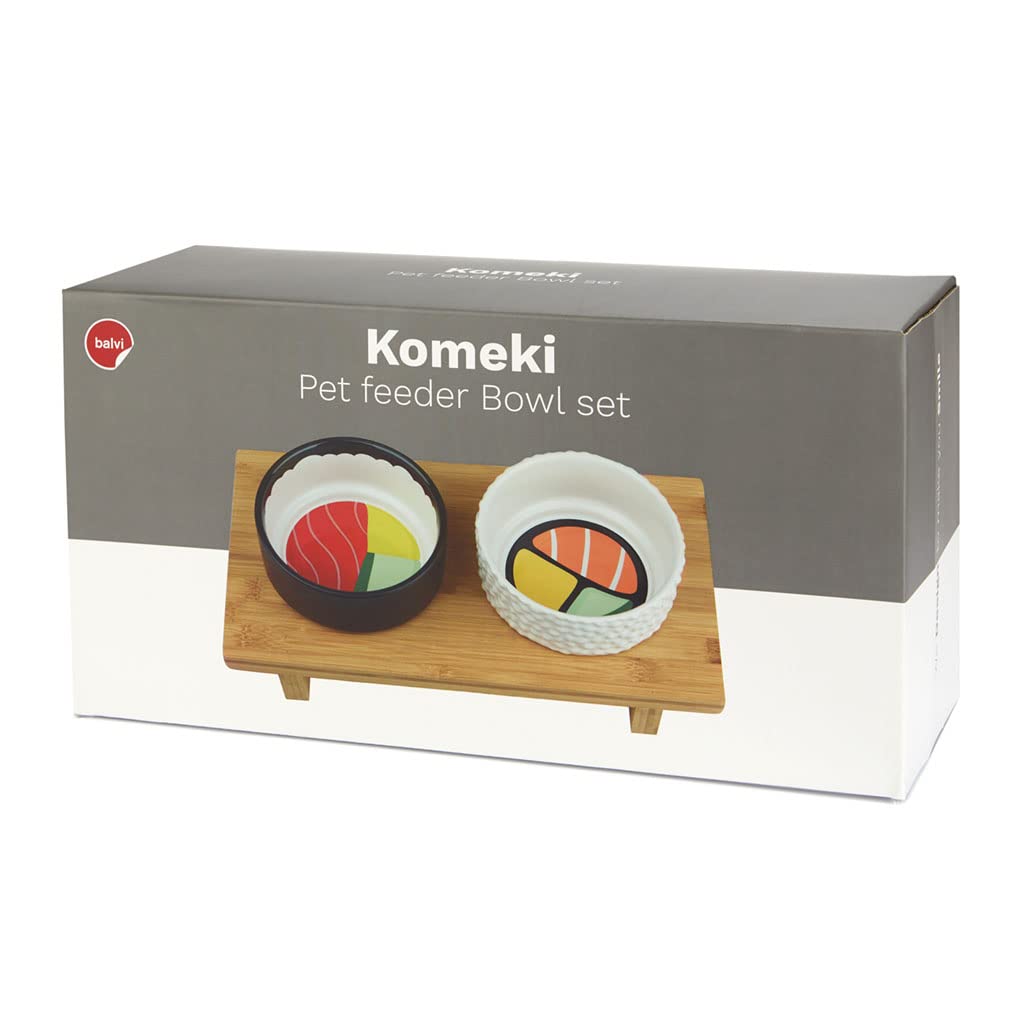 balvi Futternapf für Hunde und Katzen Komeki im Sushirollen-Design Keramik/Bambus