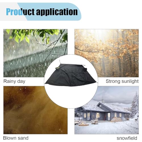 Image of KITUREK Extra Large Car Windshield Snow Cover, 101.22x64.64 Inch 600D Winter Windshield Frost Cover Wiper Protector with Side Mirror Cover, Windproof Windshield Cover for Ice and Snow