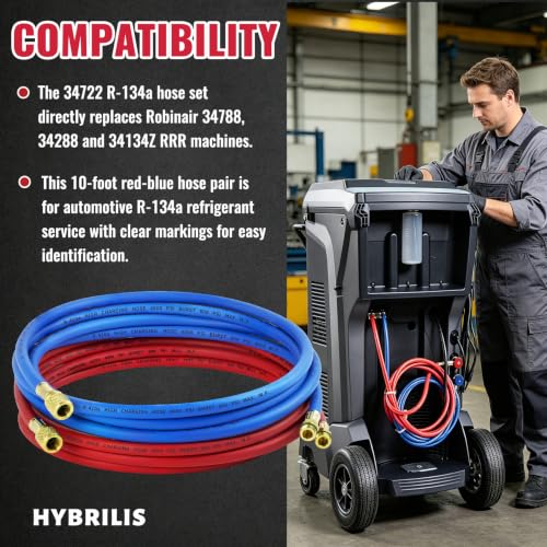 10FT 34722 R-134a Hose Set for Robinair HVAC Hose Red & Blue by Hybrilis - Used condition - Image 2