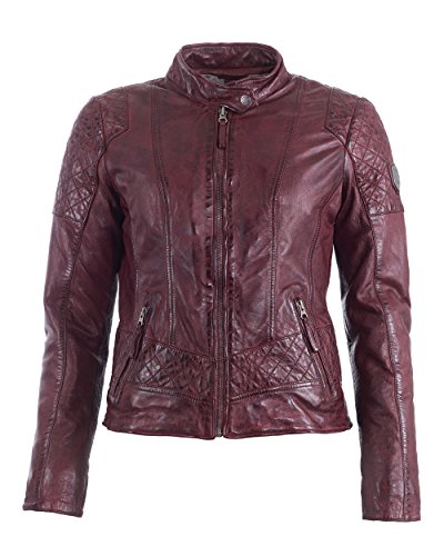 MUSTANG Damen Lederjacke Mit Raffungen Edith Bordeaux S