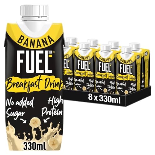 FUEL10K Banana High Protein Milk Drink 15g Protein 330 ml (8-Pack)
