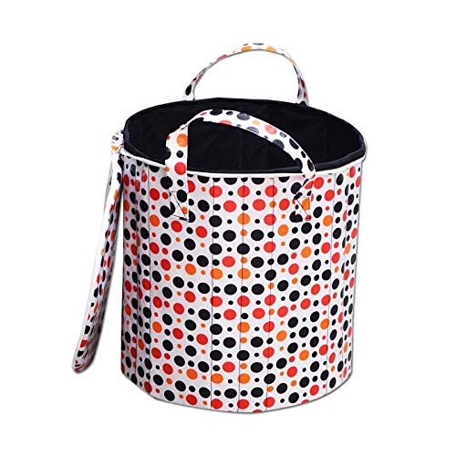 Non Woven Waterproof Round Shape Laundry Basket or Bag with Multicolor Design for Multipurpose,Foldable,Carry Handles,Hook & Loop Tape Lid for Home,Cloth|Sz:WxHxDia:35x38x102cm-image-43