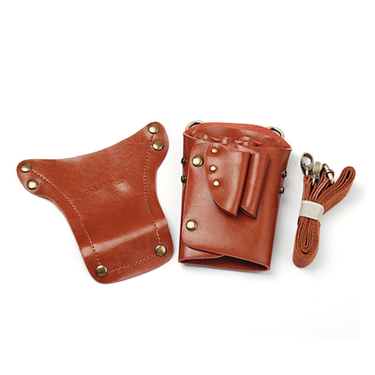 PartyKindom Real Leather Scissor Pouch for Hairdressers Durable Tool Organizer Waist Bag Brown for Scissors Combs and Hair Clips Essential Barber Accessory