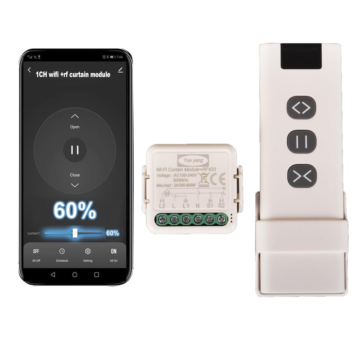 Yueyang WiFi RF Curtain Switch Tuya Smart Life Roller Shutter Module 433MHz Remote Control for Garage Doors Windows Alexa (1)
