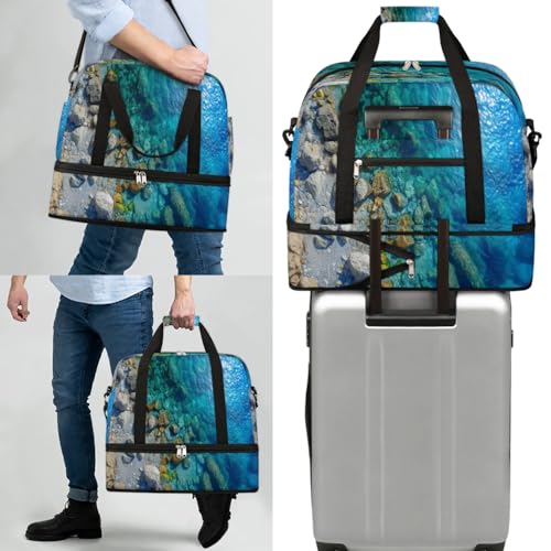 Bolsa de viaje separada y plegable de 47 L con estampado de mar oceánico 7