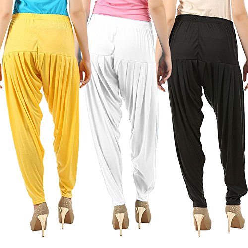 Image of Buy That Trendz Patiala Pants for Women 3 Combo Womens Viscose Relaxed Pants Pack of 3