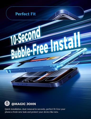Image of MAGIC JOHN Easy Installation for iPhone 17 Pro Screen Protector, 2 Pack | 9H Tempered Glass, Auto Dust-Elimination, Bubble Free, HD Clear