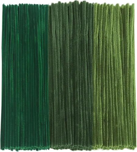 YIKUBO 150pcs Pipe Cleaners Green for Craft 3 Colors of Green Pipe Cleaners 30cm Long Flexible Pipecleaners for Christmas Tree Project DecorationIdeal for Making Flowers Animals & Decorations
