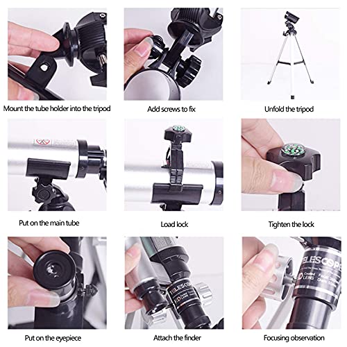 Telescopio Refractor 50mm con Trípode Ajustable y Oculares 10mm y 25mm miniatura 6