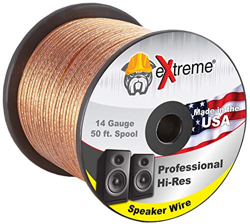 Professional Grade 14 Gauge Speaker Cable – Pure Stranded Copper Speaker Wire in 50 Feet for Car Audio, Home Theater Systems, Radio Speakers, Any Audio Application by eXtreme Consumer Products