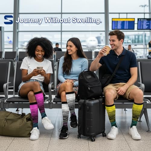 Image of Sooverki Compression Socks for Women and Men Circulation (3 /4 Pairs) is Best Support for Running Athletic Cycling Hiking