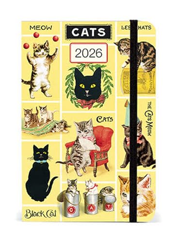 Cavallini 2026 Vintage-Inspired Cats Weekly Planner, 4 x 6 inches, 12 Month Week-At-A-Glance Planner, Ideal for feline fanatic, Small and Cute (AG2026/CAT)