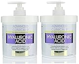 Advanced Clinicals Anti-aging Hyaluronic Acid Cream for face, body, hands. Instant hydration for skin, spa size. (Two - 16oz)