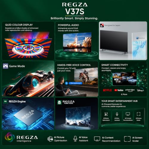 Image of Toshiba 50 Inch QLED Smart TV (50V37SP) | 60 Hz | REGZA Engine, VIDAA OS, Voice Remote, Game Mode, DTS Virtual:X, Dual Band WiFi, Direct LED