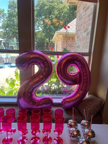 Image of 9 Balloon Numbers Birthday Decorations, 40In Rose Purple Balloons for Party | Eye-catching Appearance, Perfect Decorative Centerpieces, Convenient Self-sealing Structure, Widely for Various Occasions