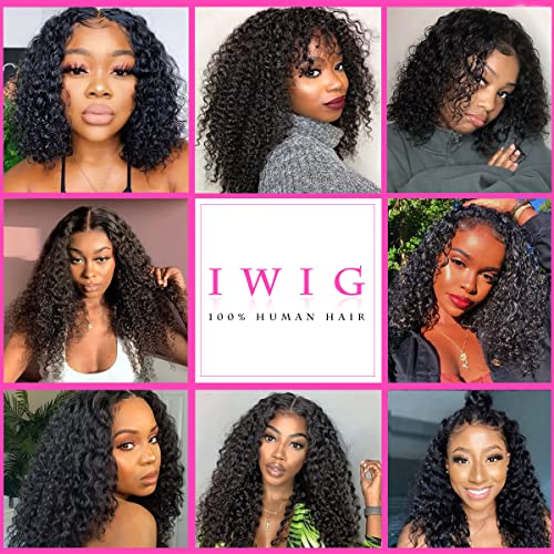 Iwig 10A Peruvian Curly Hair 1 Bundle 16Inch Unprocessed Virgin Kinky Curly Human Hair Bundles Natural Black Color Kinky Curly Bundles Hair Weft Weave Extensions 100G/Bundle thumb #7