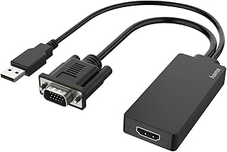 Hama VGA and USB to HDMI Adapter, Full HD 1080p (VGA and USB Male, HDMI Female, Adapter for Connecting PC, Laptop, Computer with VGA to Monitor, TV or Projector with HDMI Port, Converter)
