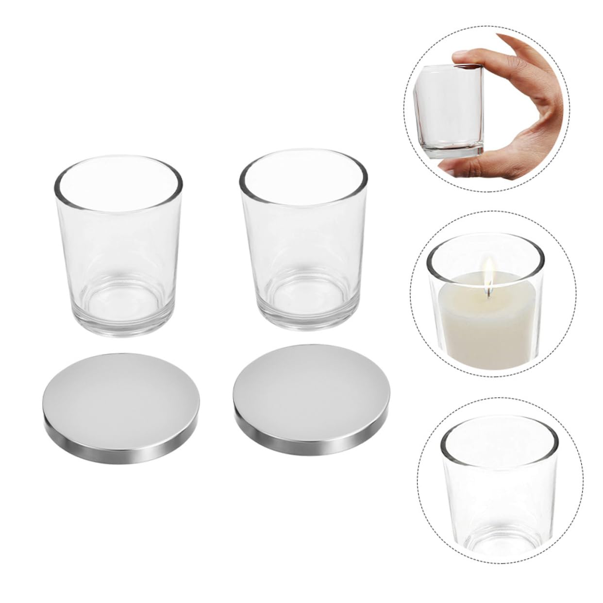 HOODANCOS Candle Vessels Glass Containers 2 Pack Empty Candle Jar Lids for Dec