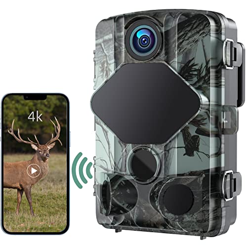 WUGGKE Trail Camera WiFi 4K 24MP Game Camera with Night Vision Motion Activated Waterproof H90 Hunting Camera with 0.2s Trigger Speed 120°Wide-Angle 2.4” LCD for Wildlife Monitoring