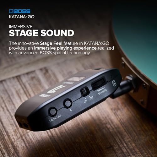 boss katanago  personal headphone amplifier for guitar amp bass  ready-to-play sounds from stage-class katana amps  advanced spatial technology  edit tones amp stream backing music via bluetooth