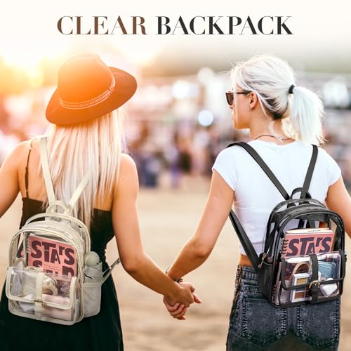 Image of Missnine Mini Clear Backpack for Stadium Events, Small Clear Bag Stadium Approved PVC for Festivals, Concert Sport Events (Cute, Black)