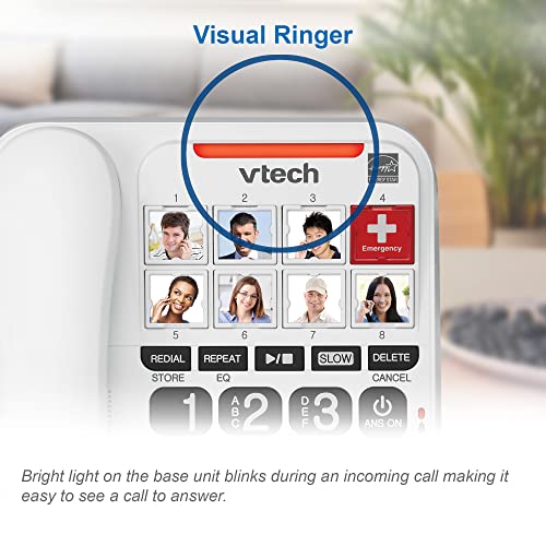 Vtech Sn1127 Amplified Corded Answering System. 8 Photo Speed Dial, 90Db Ringer Volume, Big High-Contrast Buttons, Audio Booster(+40Db), Visual Ringer. Perfect For Seniors, Visually & Hearing Impaired #TOP7