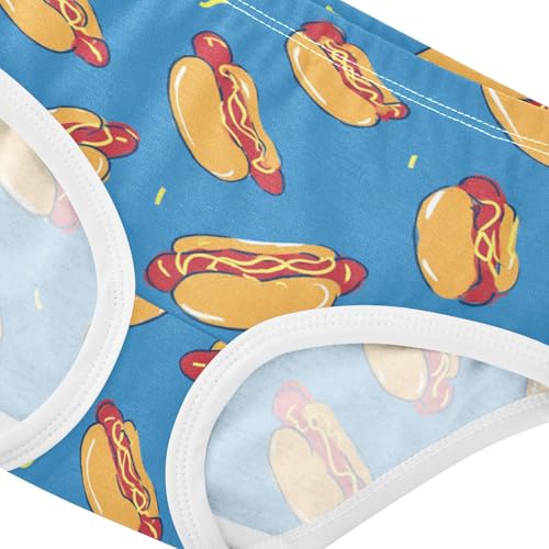Wusikd Blue Hot Dogs Girls' Underwear Cotton Girls Briefs Soft Toddler Underwear 2T4