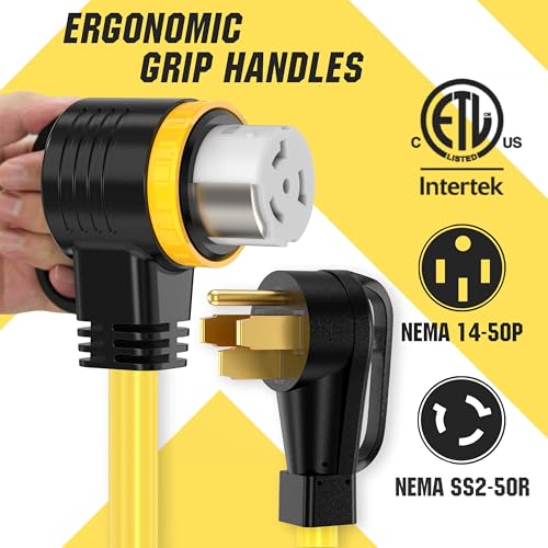 Image of YOMILINK 15 Feet 50 Amp RV /Generator Cord,NEMA 14-50P to SS2-50R Twist Lock