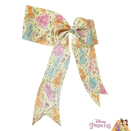 Image of LUV HER Disney Princesses Hair Bows For Girls - One Large Printed Hair Bow Featuring your Disney Favorite Characters - Alligator Clip - Large Bows for Daily Styling or Special Occasions, Ages 3+