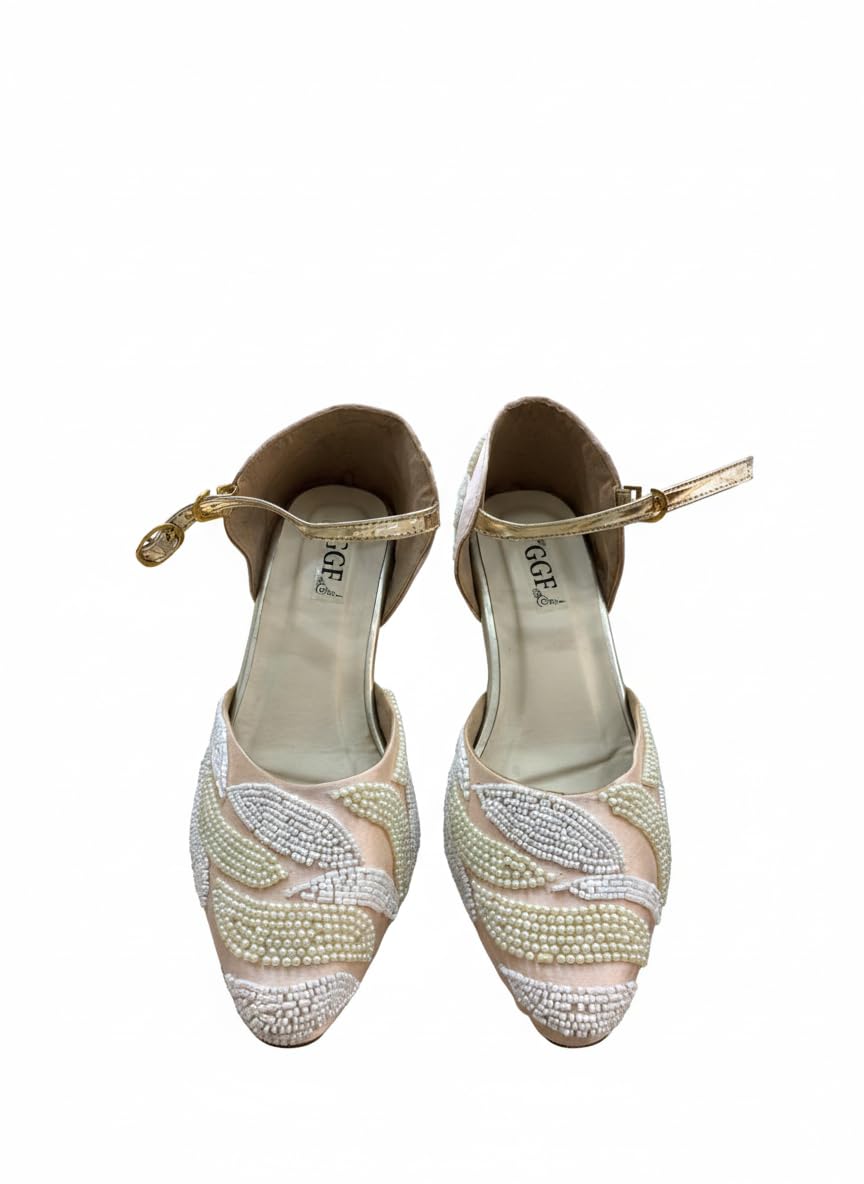 Women’s Pearl Embellished Kitten Heels – Multicolor Dress Shoes with Ankle Strap, Elegant Beaded Wedding & Party Heels with Plastic Sole-image-15