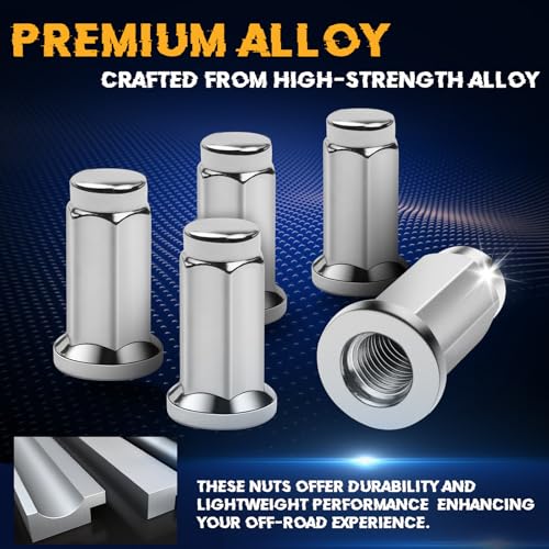 Image of Flat Base Wheel Lug Nuts Fit for Arctic CAT | Fit for BOMBARDIER | Fit for CAN-AM | Fit for Honda | Fit for Kawasaki, 18-PC Set, OE 1781990001 (10mm x 1.25mm Pitch, 14mm Head Nuts)