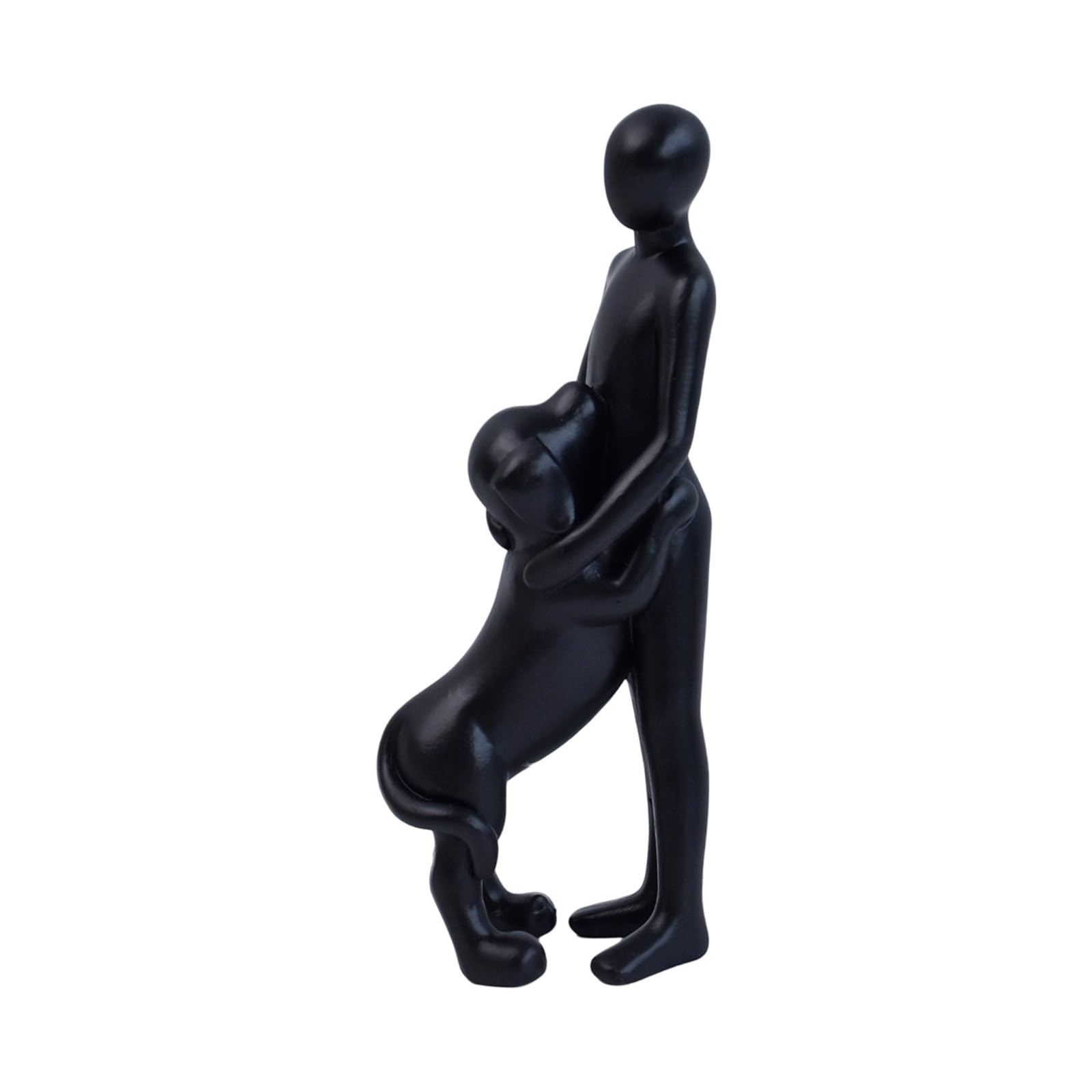Coolhood Black Unique Sculpture Showcasing Emotional Connection Of And Dog Resin Figurine Ornament For Living Room Accent Artistic Resin Art