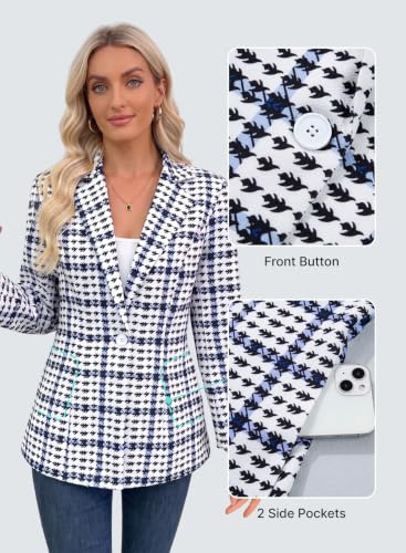 EVALESS Blazers for Women Fall Outfits Business Casual Jackets Plaid Coats - Image 5