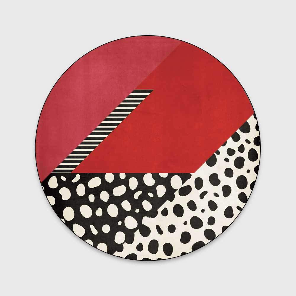 Teppich Unterlage Soft Area Teppich Rote Schwarze und weiße Flecken für Schlafzimmer & Heimtextilien 120x120cm Round