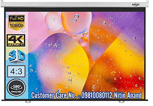 Inlight Wall Type Pull Down Spring Action Projector Screen, Size: - 8 Ft. (Width) x 6 Ft. (Height), in Imported High Gain Fabric, No Autolock/Instalock Mechanism UHD, Active 3D and HDR Ready