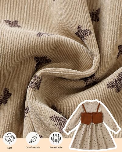 Image of Toddler Girl Dress Fall Winter Clothes 2 Piece Outfit Long Sleeve Crew Neck Toddler Dress for Girls